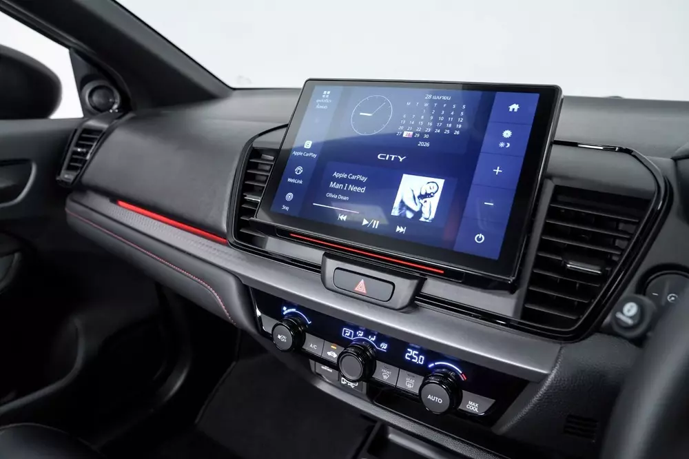 Bản cao cấp của Honda City 2026 dùng màn hình cảm ứng trung tâm 10 inch mới